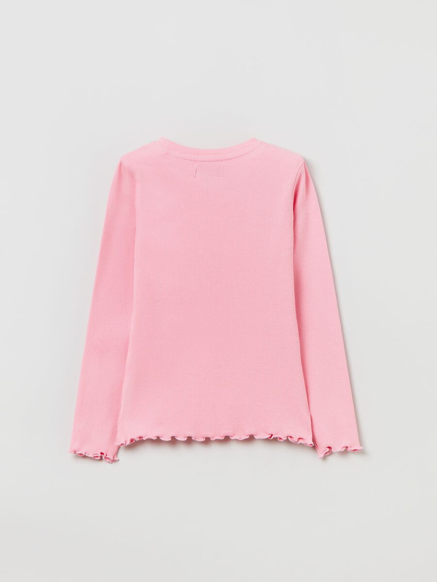 Long-sleeve T-shirt with scalloped trims_2