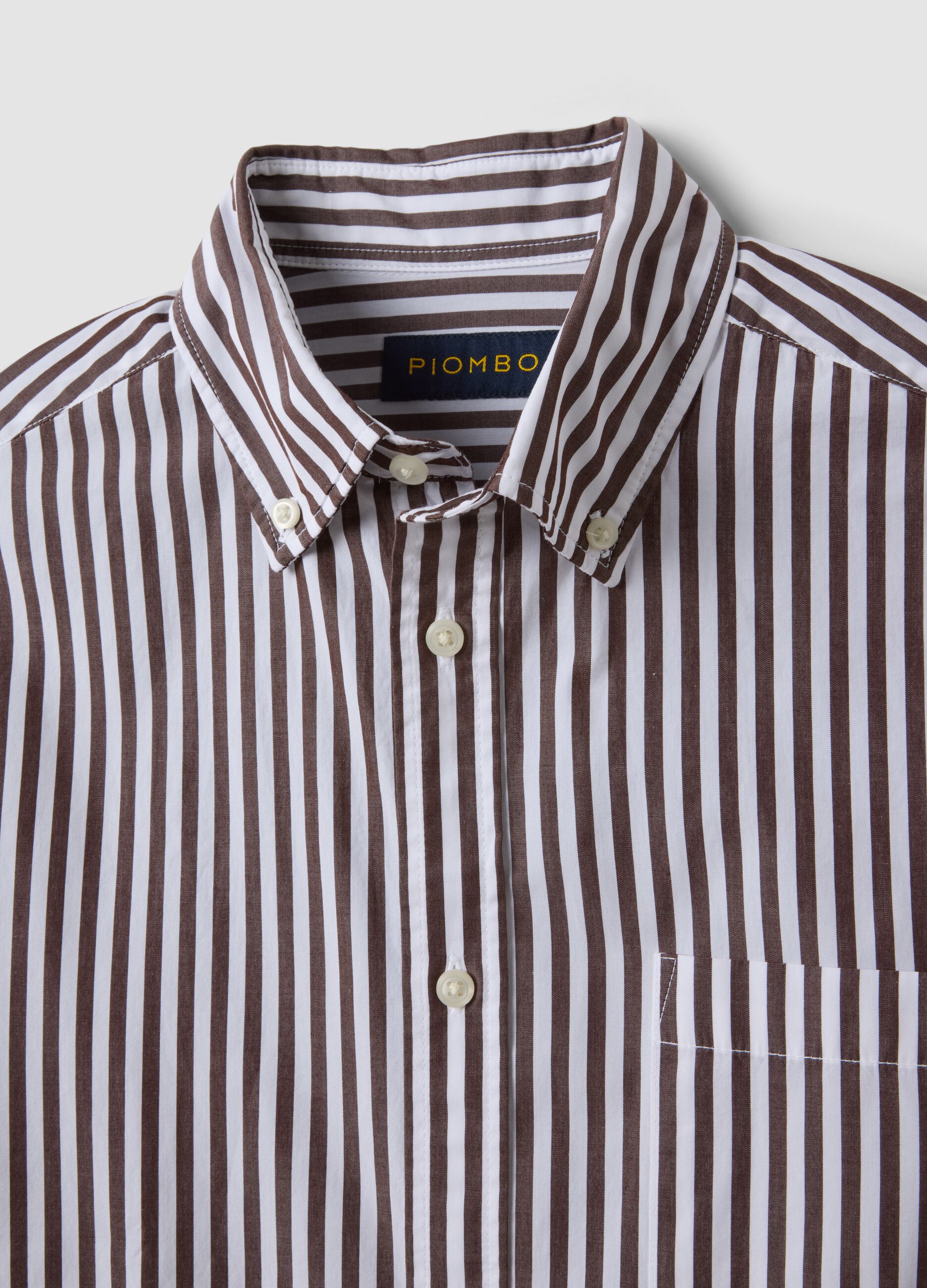 Camicia bianca in popeline di puro cotone a righe regular fit