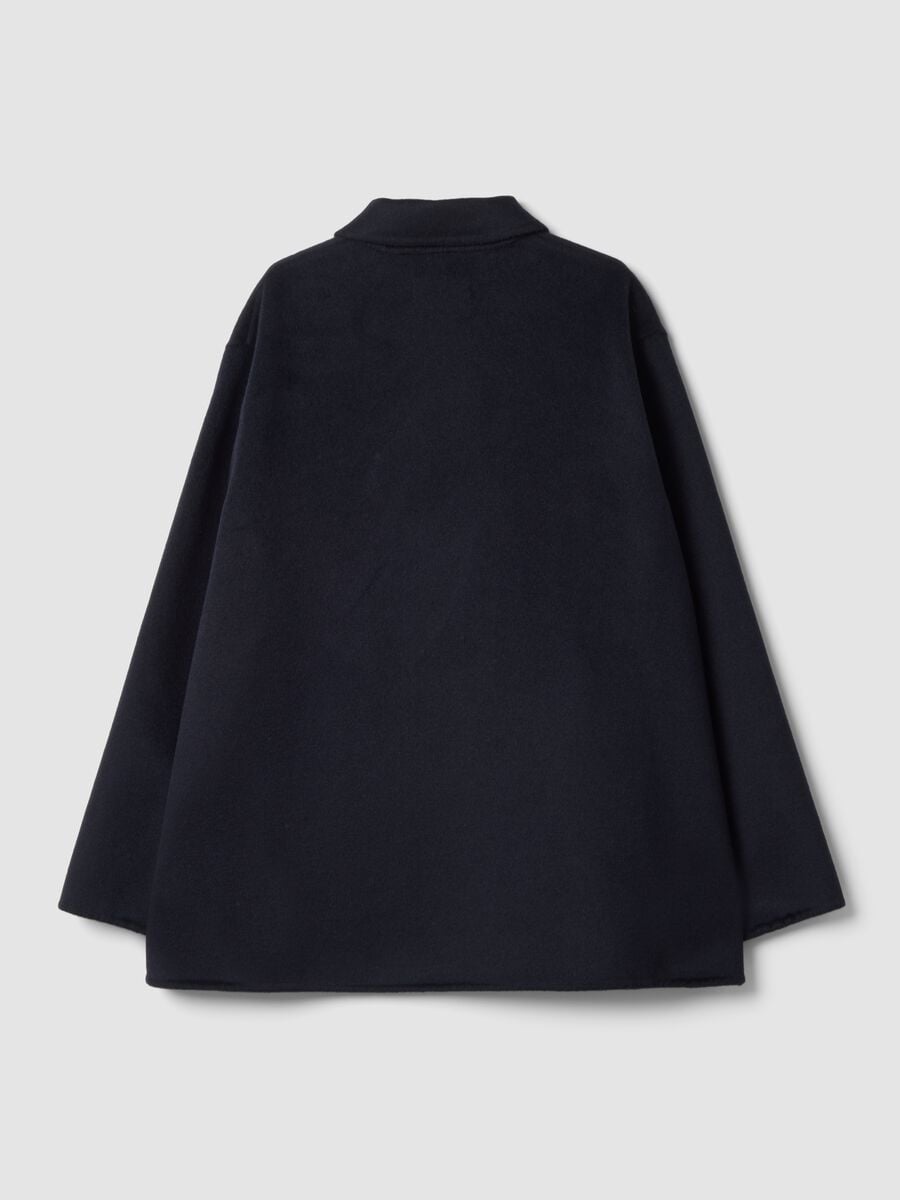 Blue wool-viscose blend over-fit coat with buttons_2