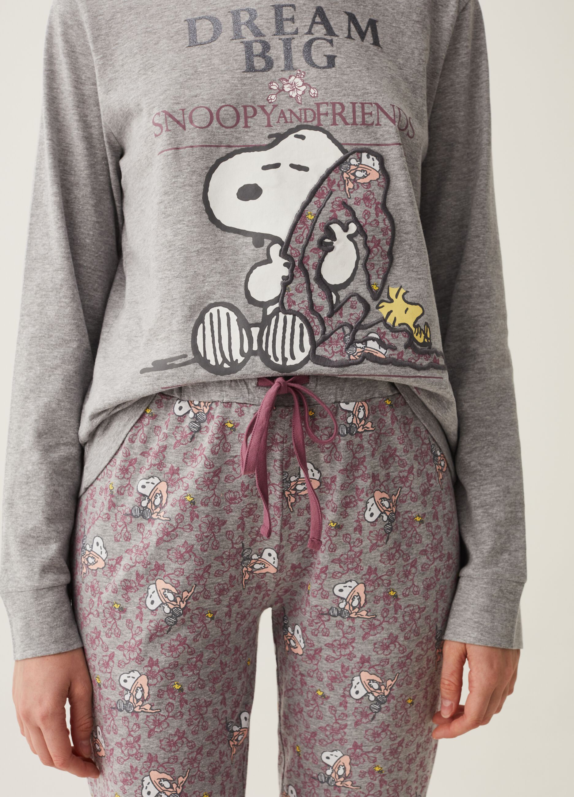Long cotton pyjamas with Snoopy print_3