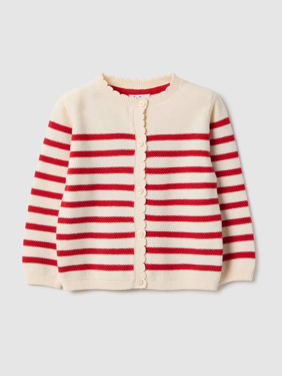 Girls' multicolour striped cardigan in pure cotton, regular fit_0