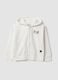 White cotton-blend hooded sweatshirt for girls_0