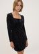 Abito nero con scollo squadrato in tessuto elasticizzato fitted_1