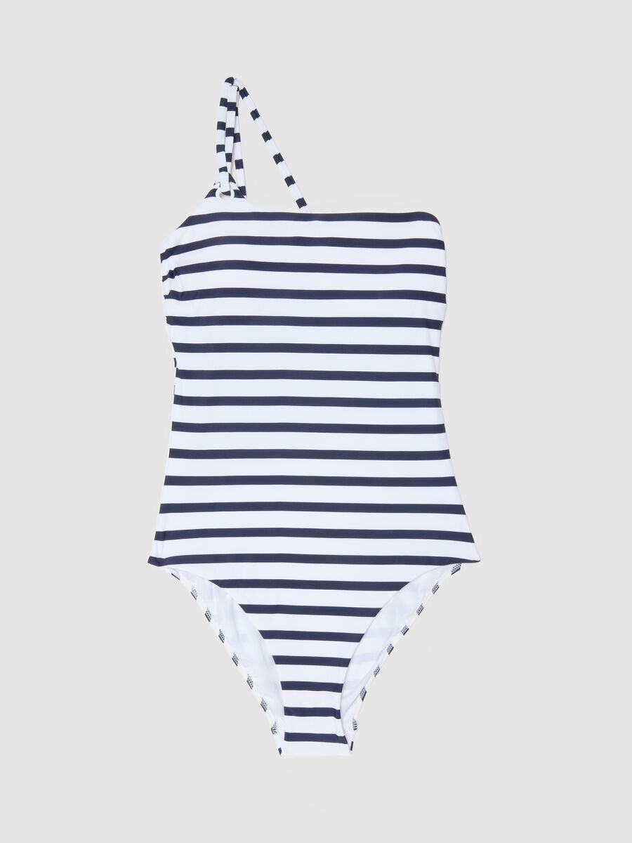 Maillot de bain une pi&egrave;ce bleu en tissu stretch &agrave; rayures_0