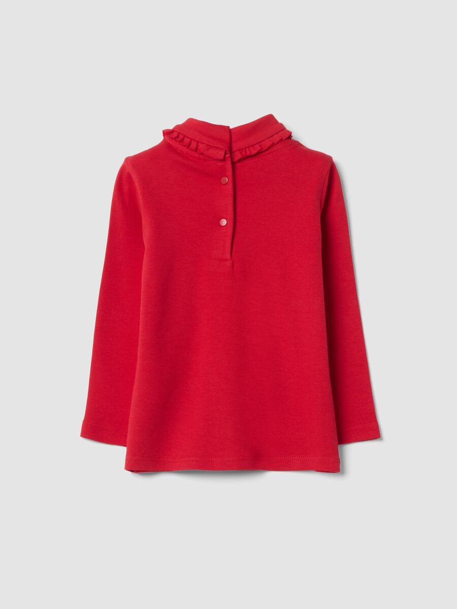 Red pure cotton high-neck T-shirt_1