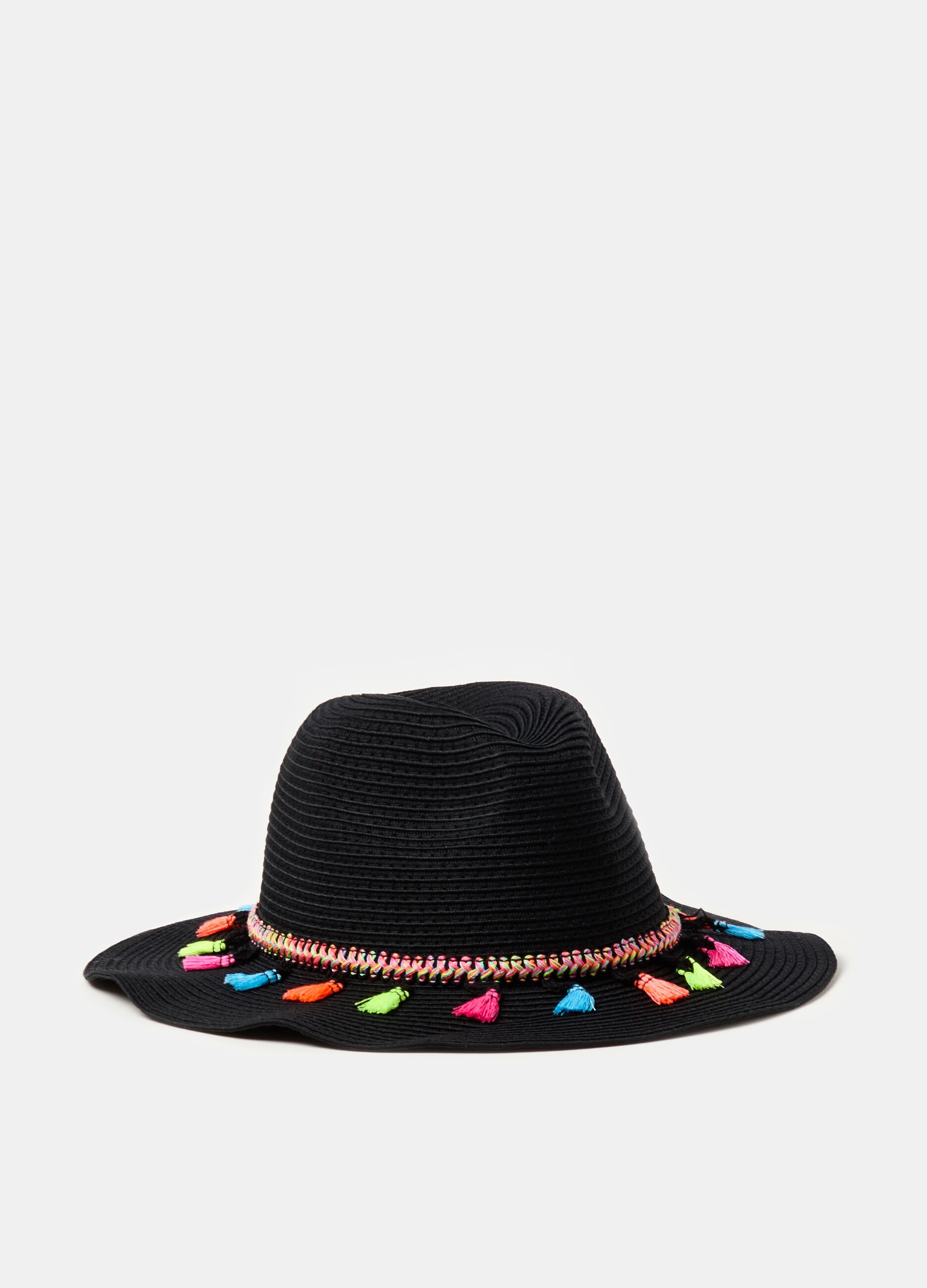 Trilby hat with tassels