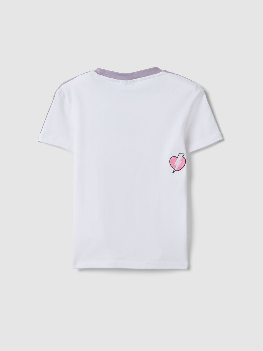 Girls' White Stretch Cotton Slim Fit T-shirt with Kuromi_4