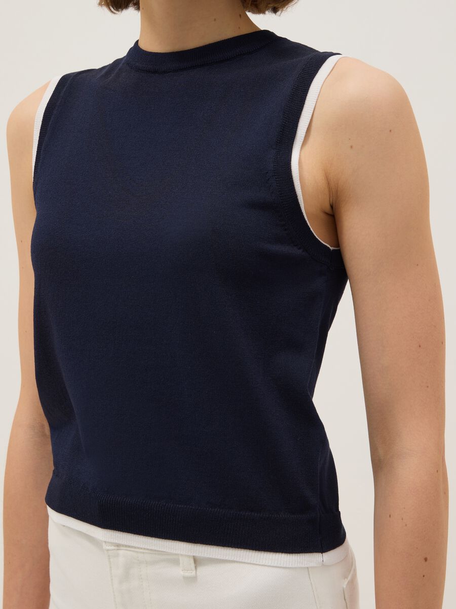 Top de al&ccedil;as azul em mistura de viscose regular fit_3