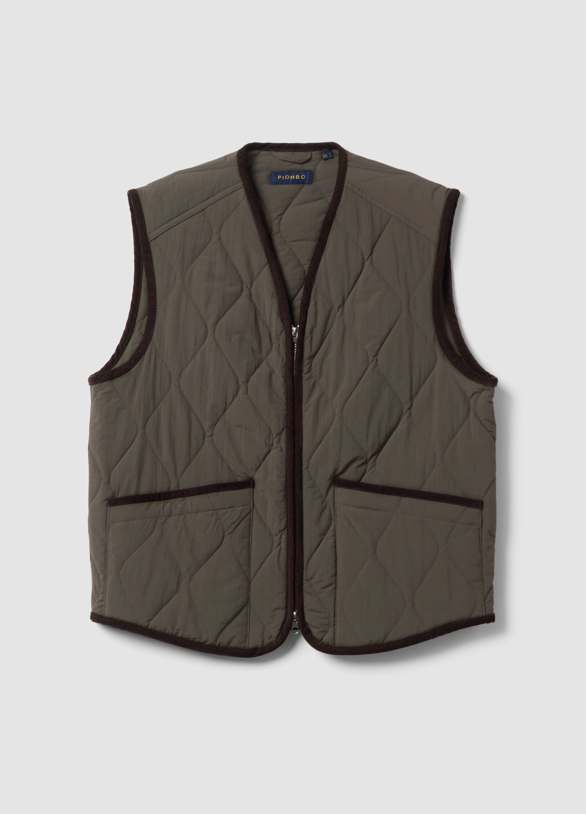 Green quilted gilet with zip, regular fit