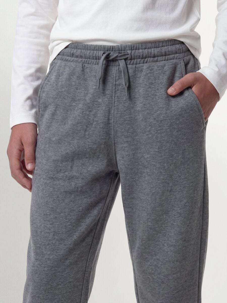 Grey marl joggers in organic cotton and viscose blend_3