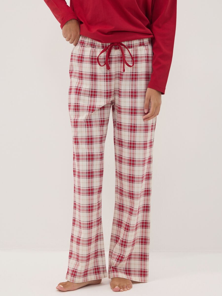 Red pure organic cotton crew-neck pyjamas_2