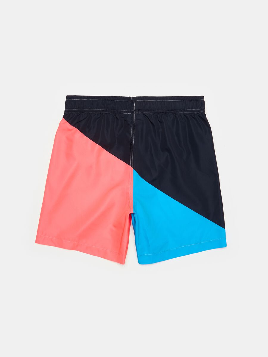 Colourblock swimming trunks with drawstring_1