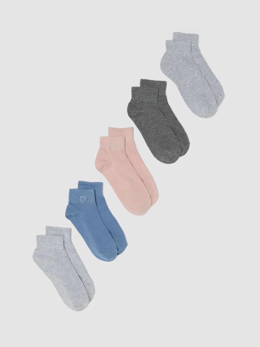 Pack of five multicoloured ankle socks in stretch cotton blend_0