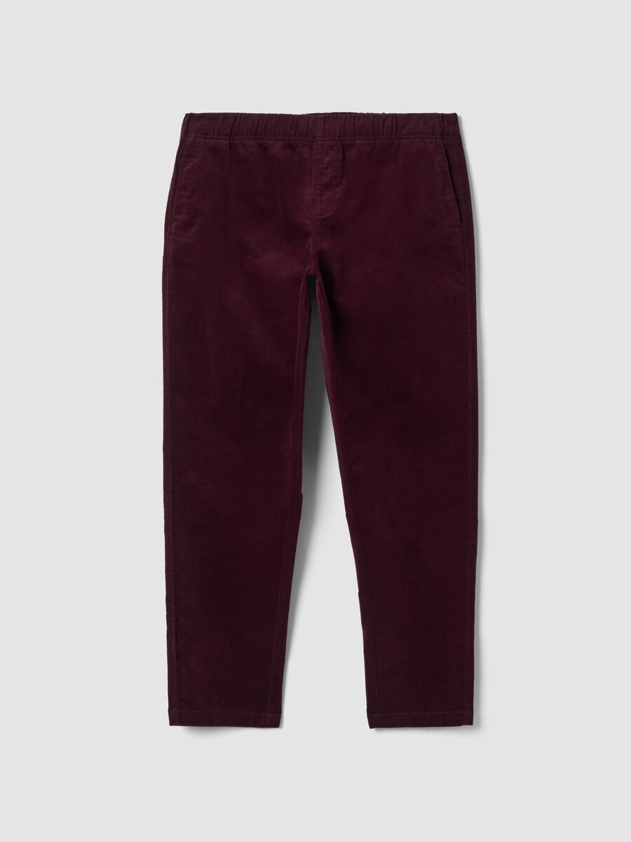 Pantaloni viola in cotone elasticizzato wide leg_0