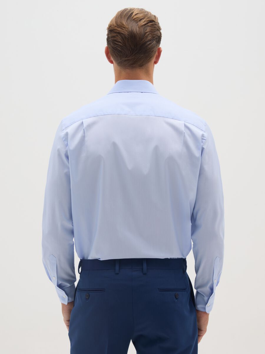 Blue slim shirt with French collar and buttons_2