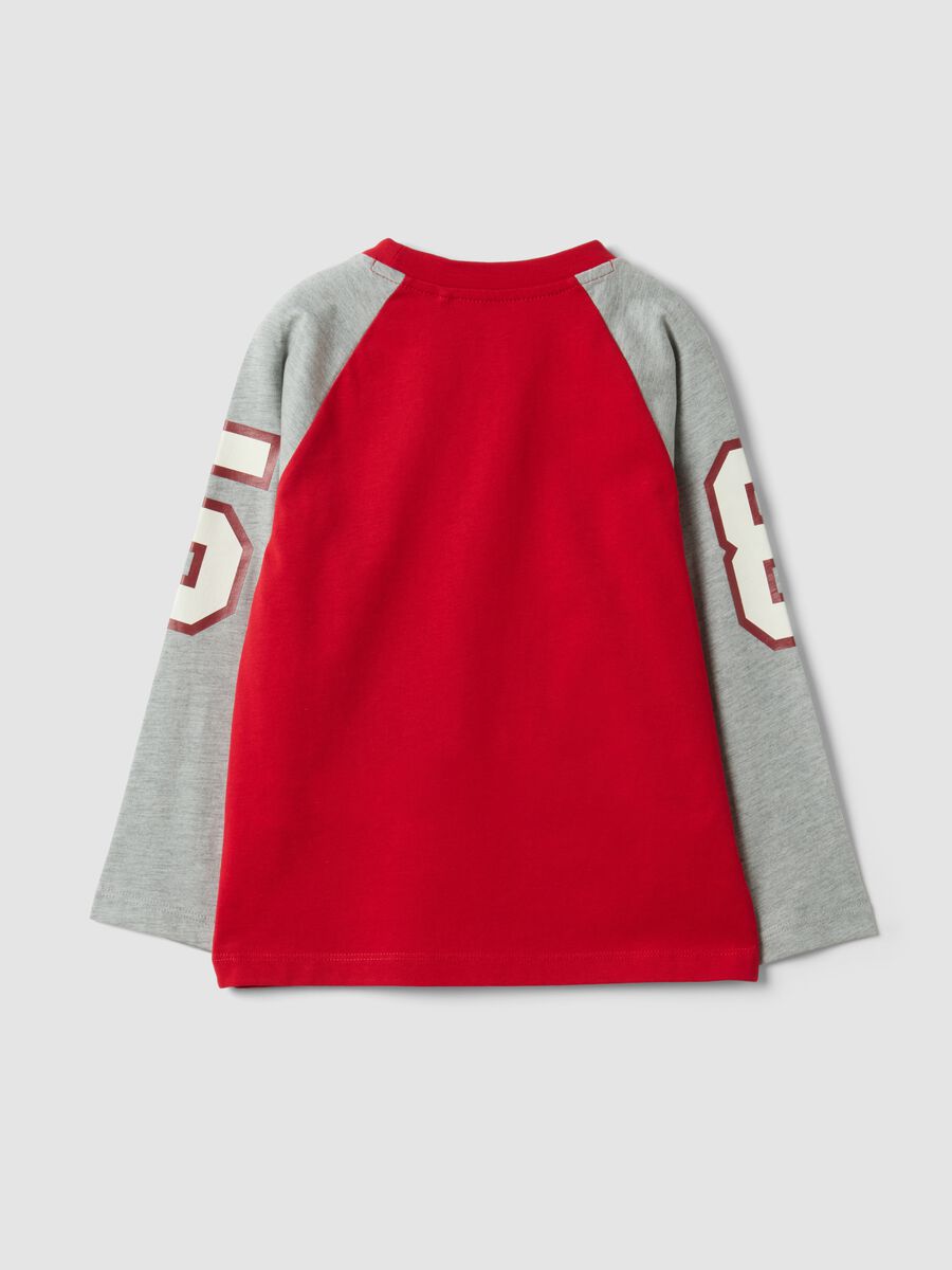 Red pure cotton crew-neck raglan T-shirt for boys_1