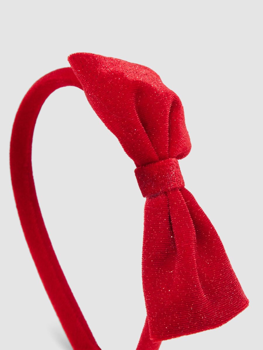 Cerchietto rosso glitter con fiocco_1