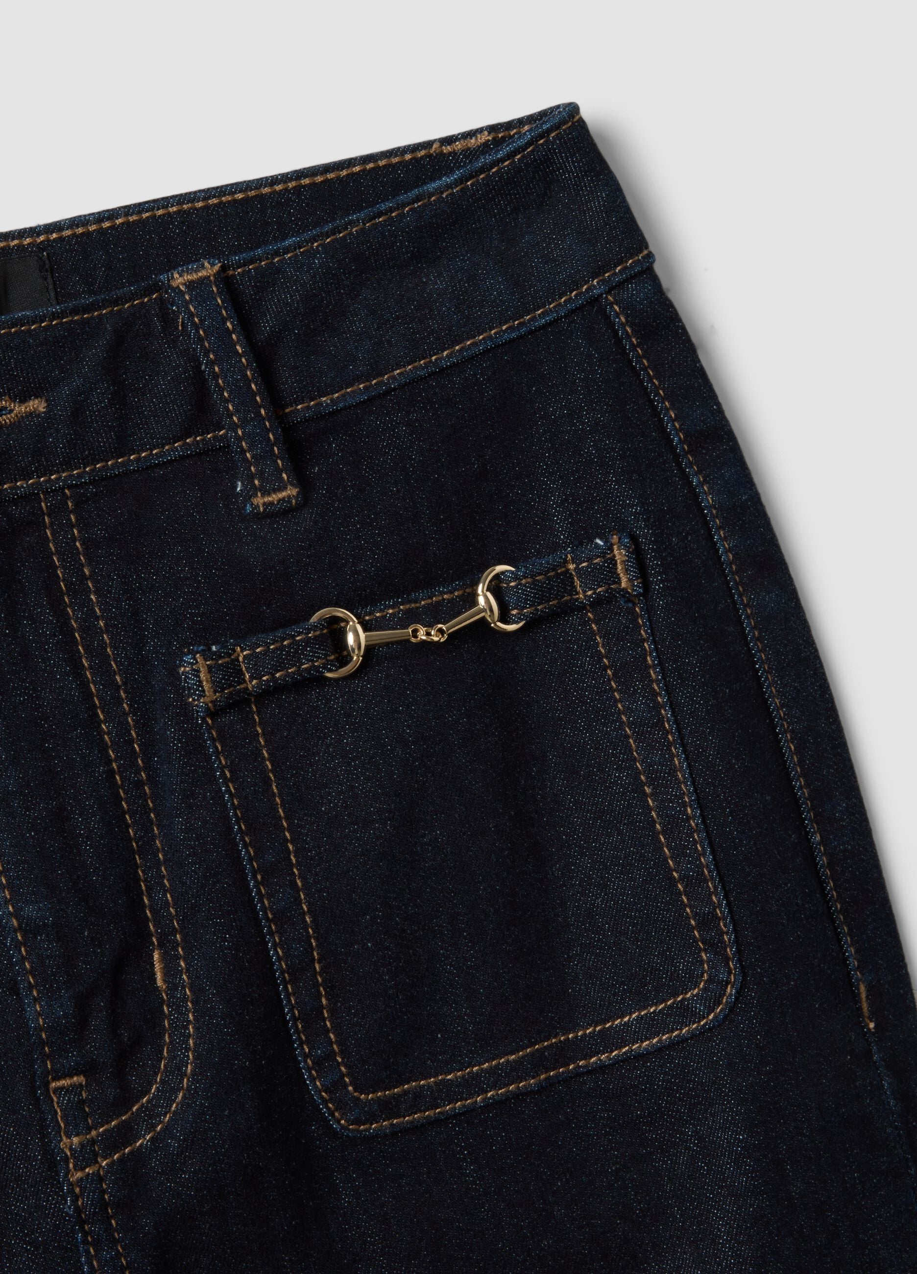 Blaue Flare-Jeans aus Stretch-Baumwolle