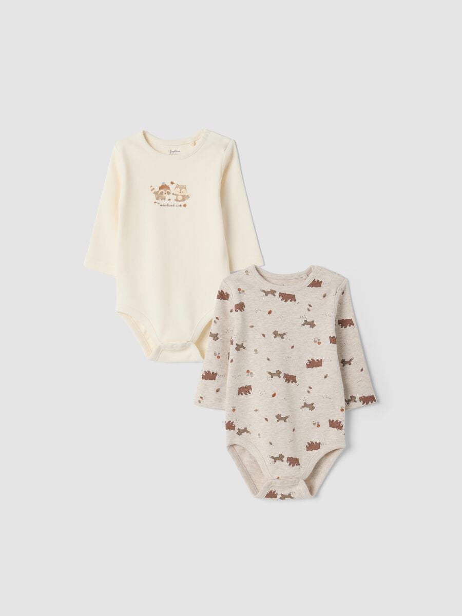 2-pack of ivory, ecru and brown pure organic cotton crew-neck bodysuits_0