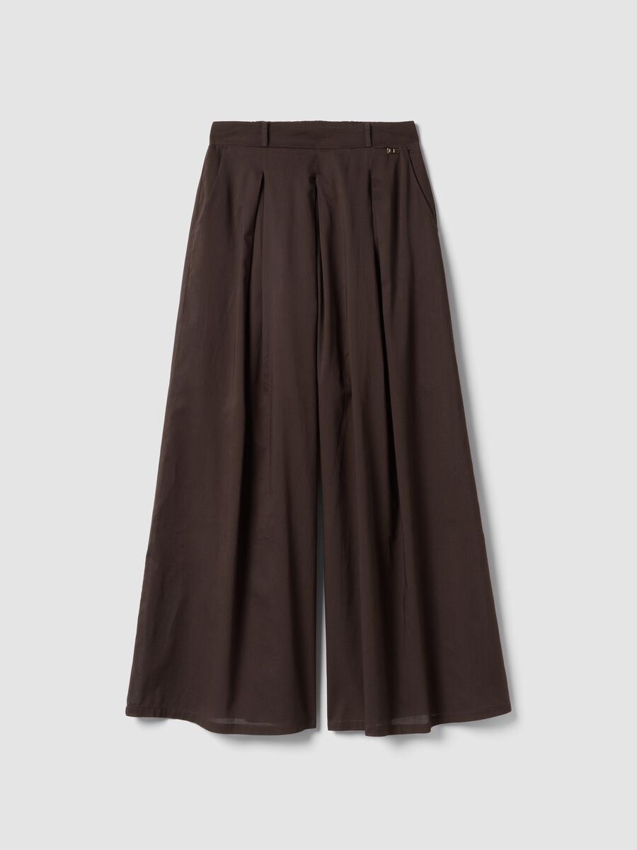 Braune Palazzo-Hose aus reiner Baumwolle_4