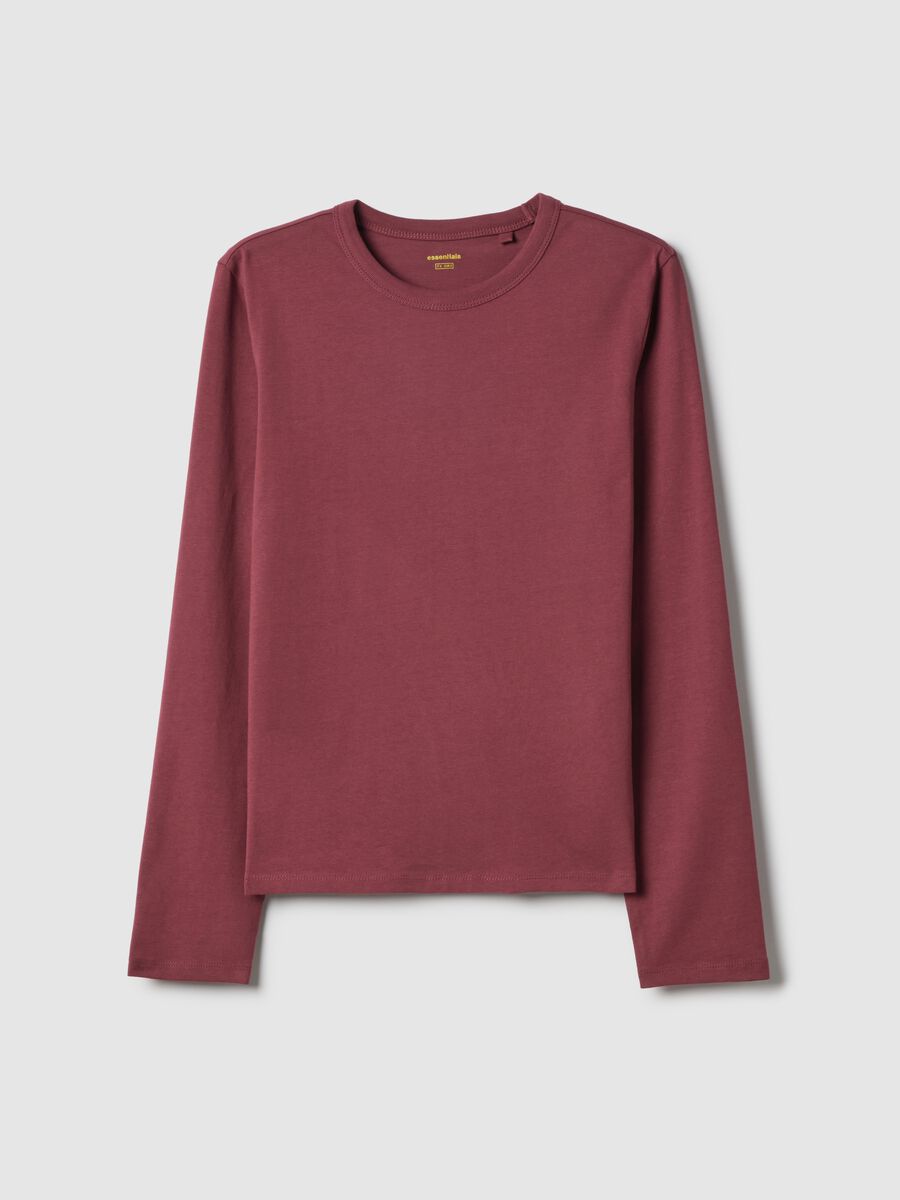 Long sleeve red T-shirt in pure cotton with regular fit_4