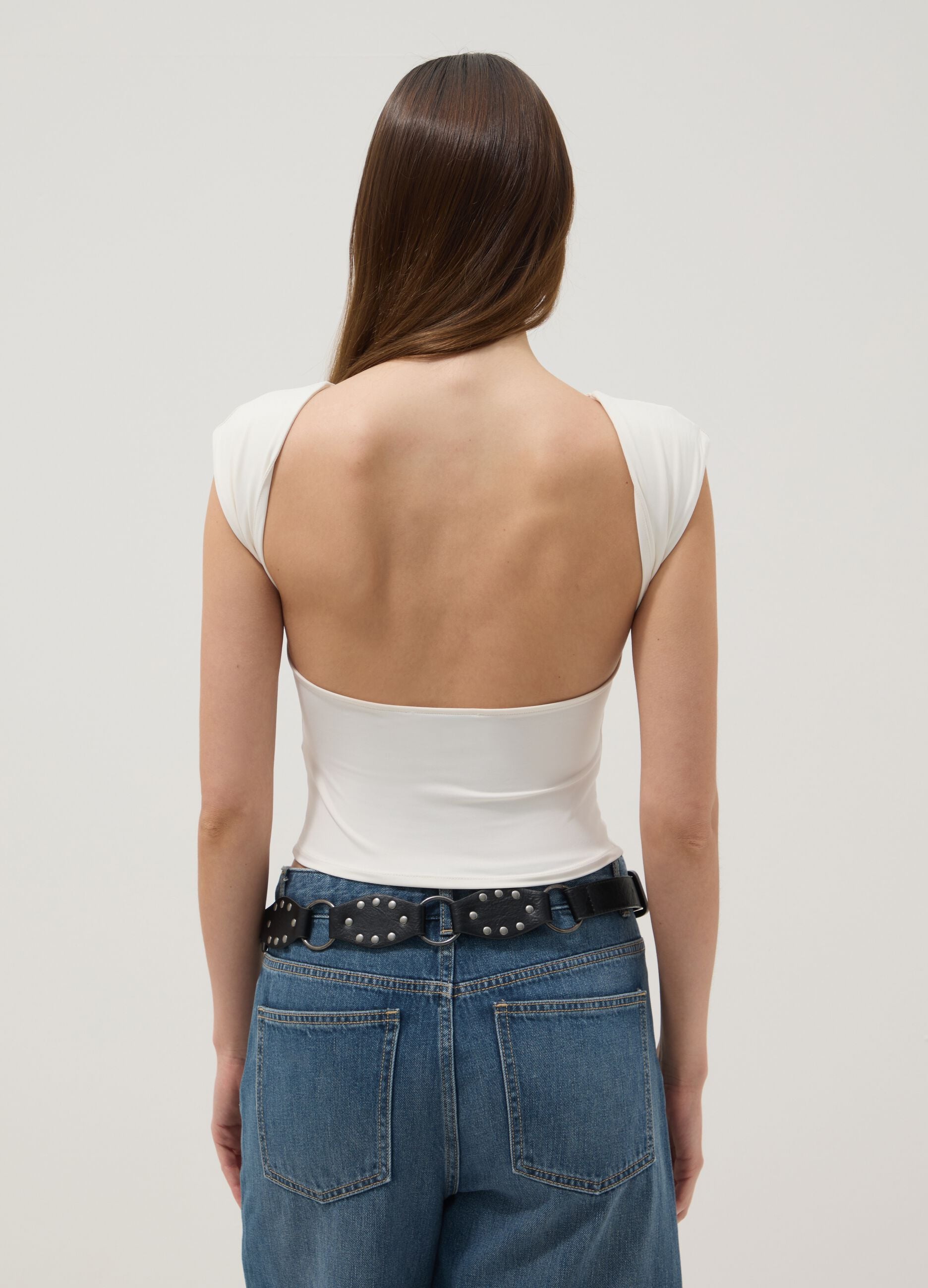 Weisses Top aus Stretchstoff