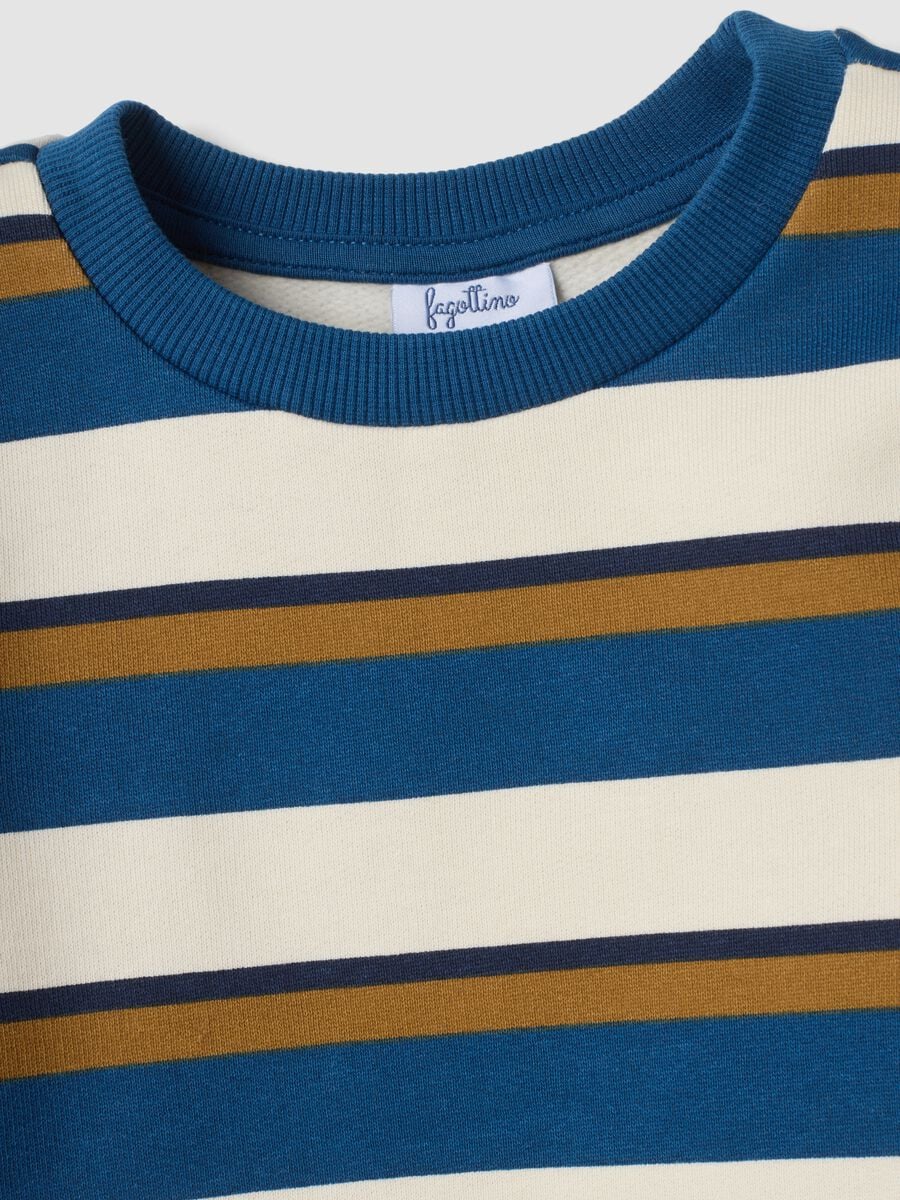 Ivory, navy and tobacco-brown pure cotton crew-neck sweatshirt_2