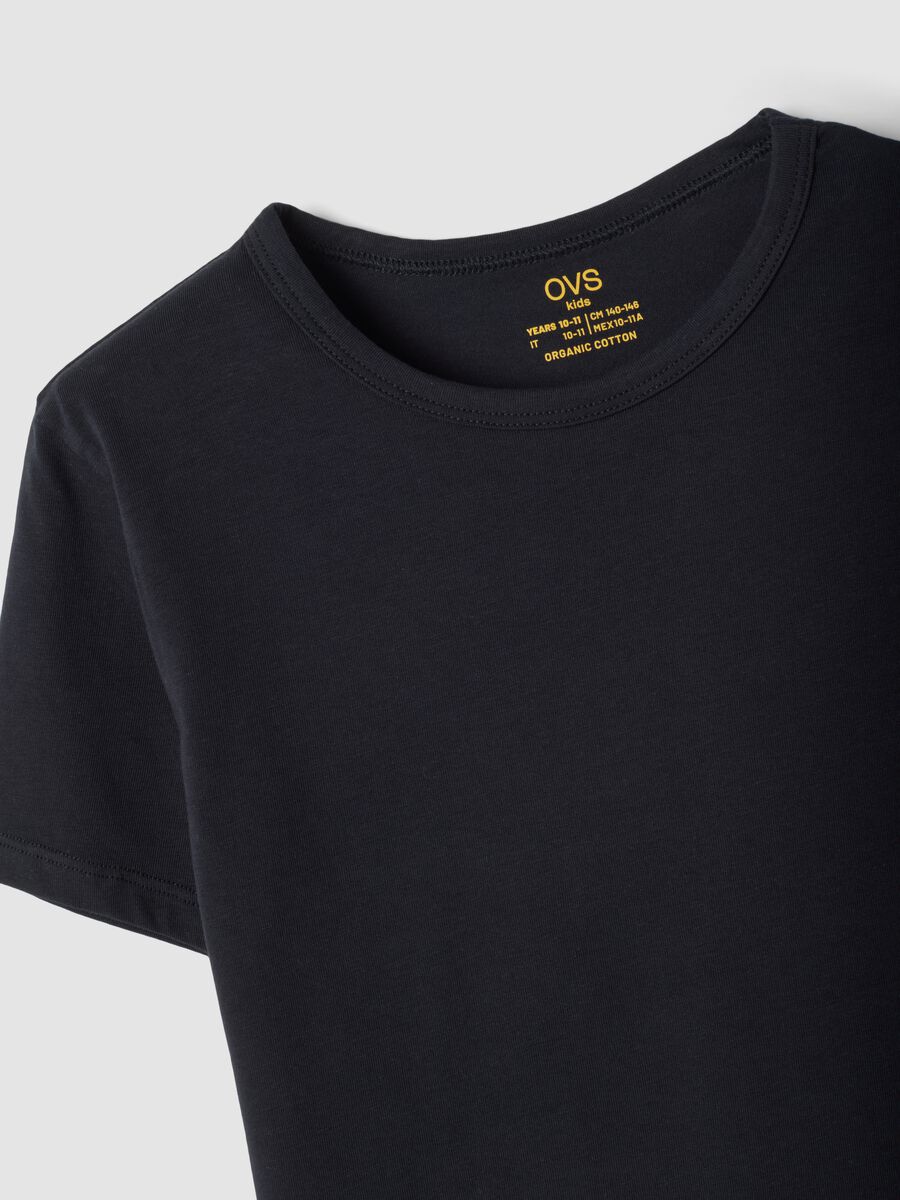 Bipack t-shirt nere in cotone organico elasticizzato girocollo_2
