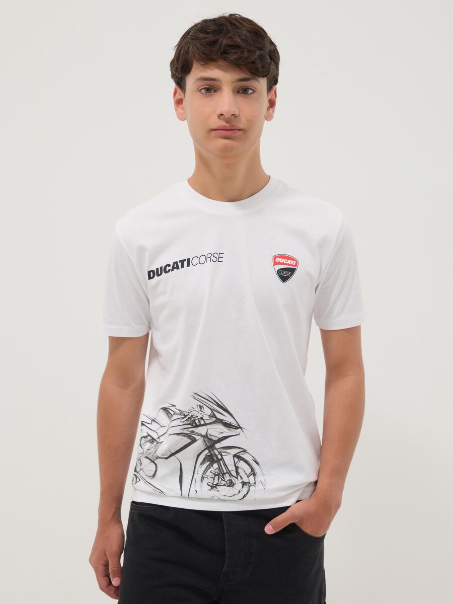 Wei&szlig;es Jungen-T-Shirt mit kurzen &Auml;rmeln aus Baumwollmischung, Relaxed Fit_0