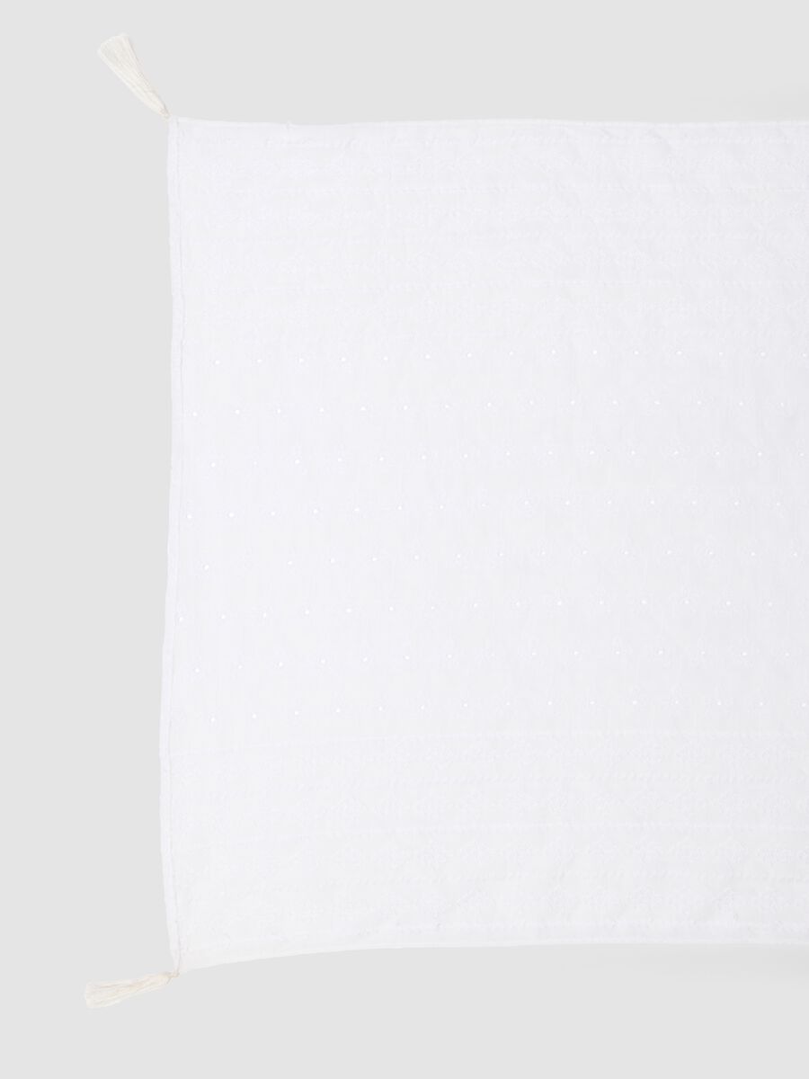 White pure cotton scarf with tassels_1