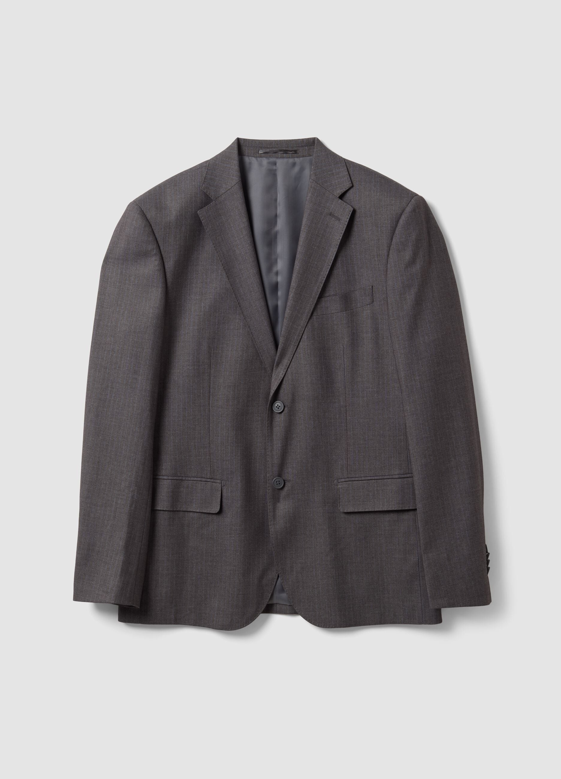 Grey stretch viscose suit with classic lapel