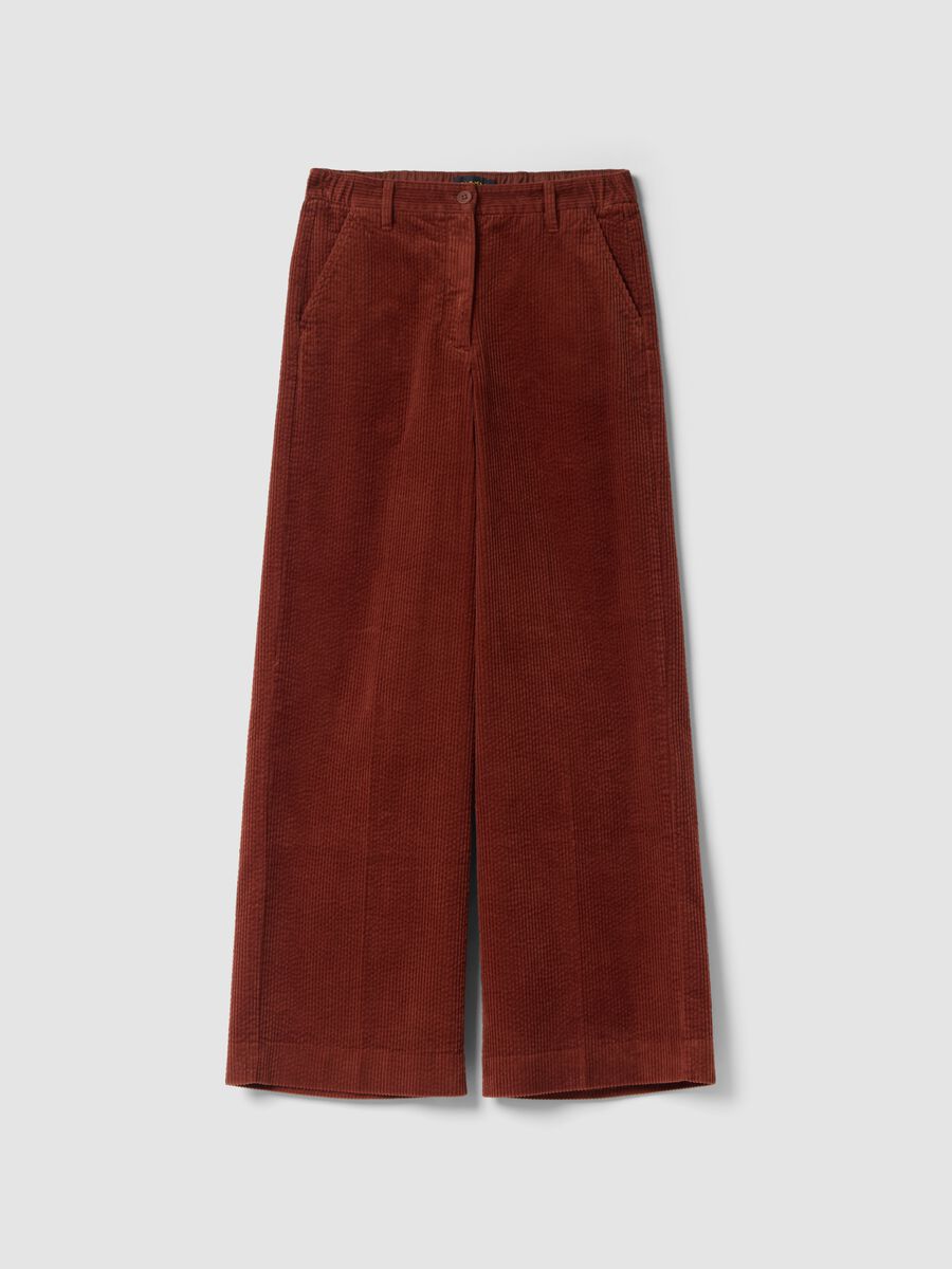 Orangefarbene Rippstrick-Hose aus reiner Baumwolle im Regular Fit_4