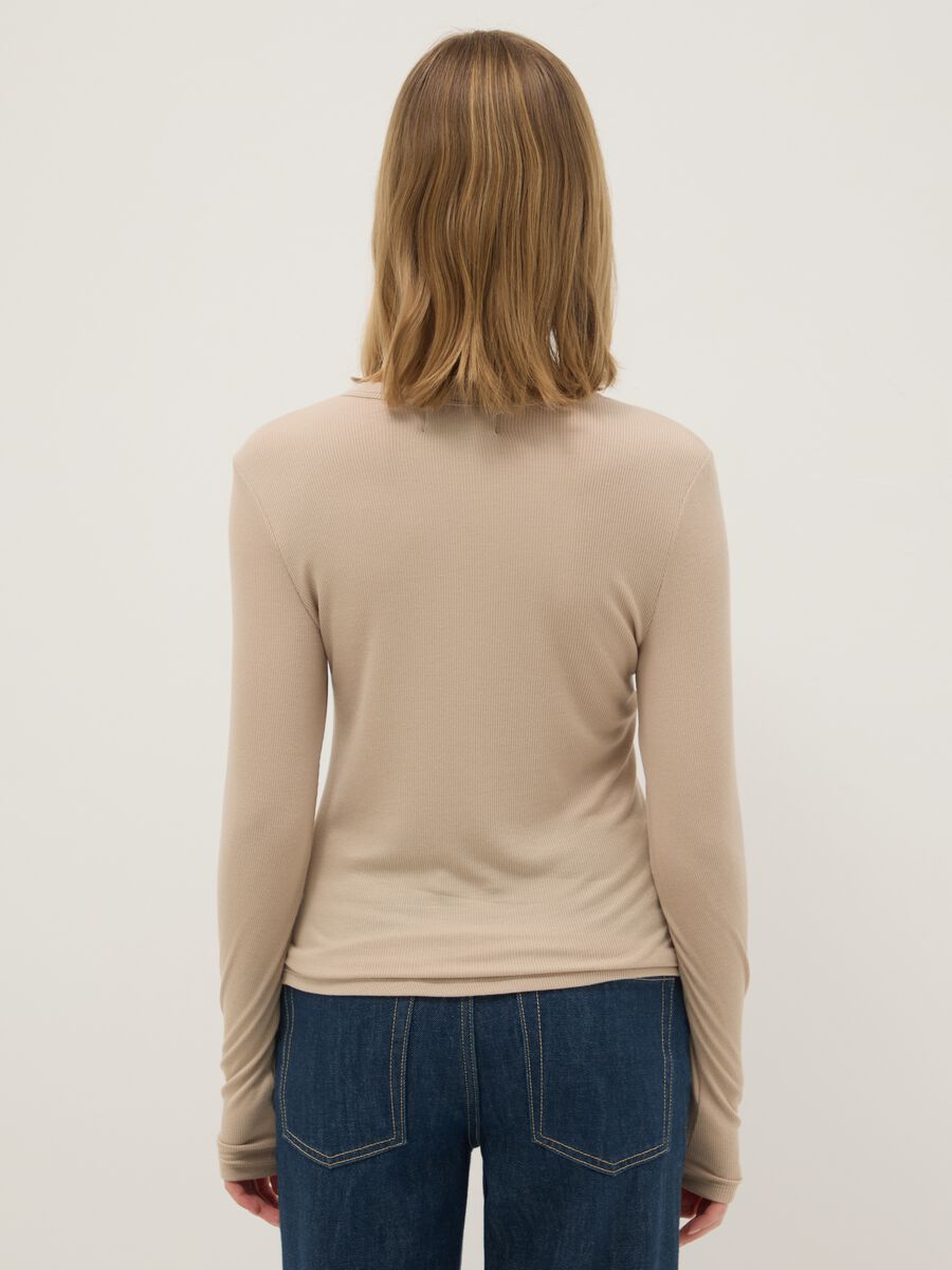 Beige Stretch Modal Regular Fit Top_2