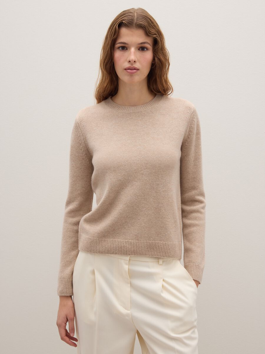 Beige wool and cashmere sweater_0