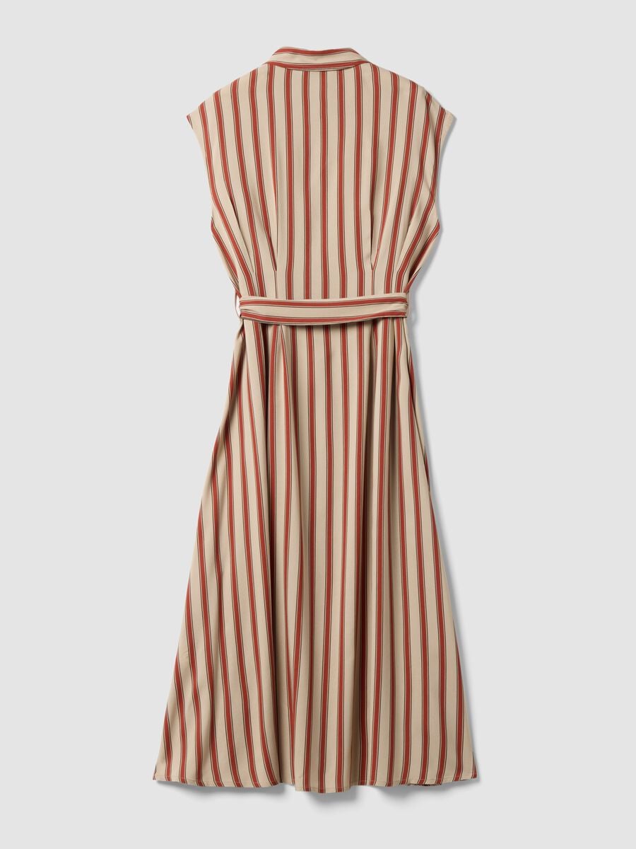 Multicolour pure viscose striped midi dress, regular fit_5