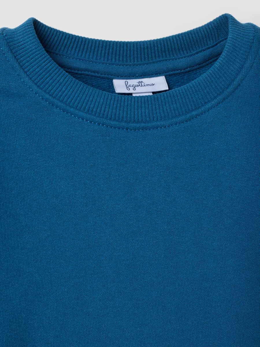 Blaue Sweatshirt mit Rundhalsausschnitt aus reiner Bio-Baumwolle_2