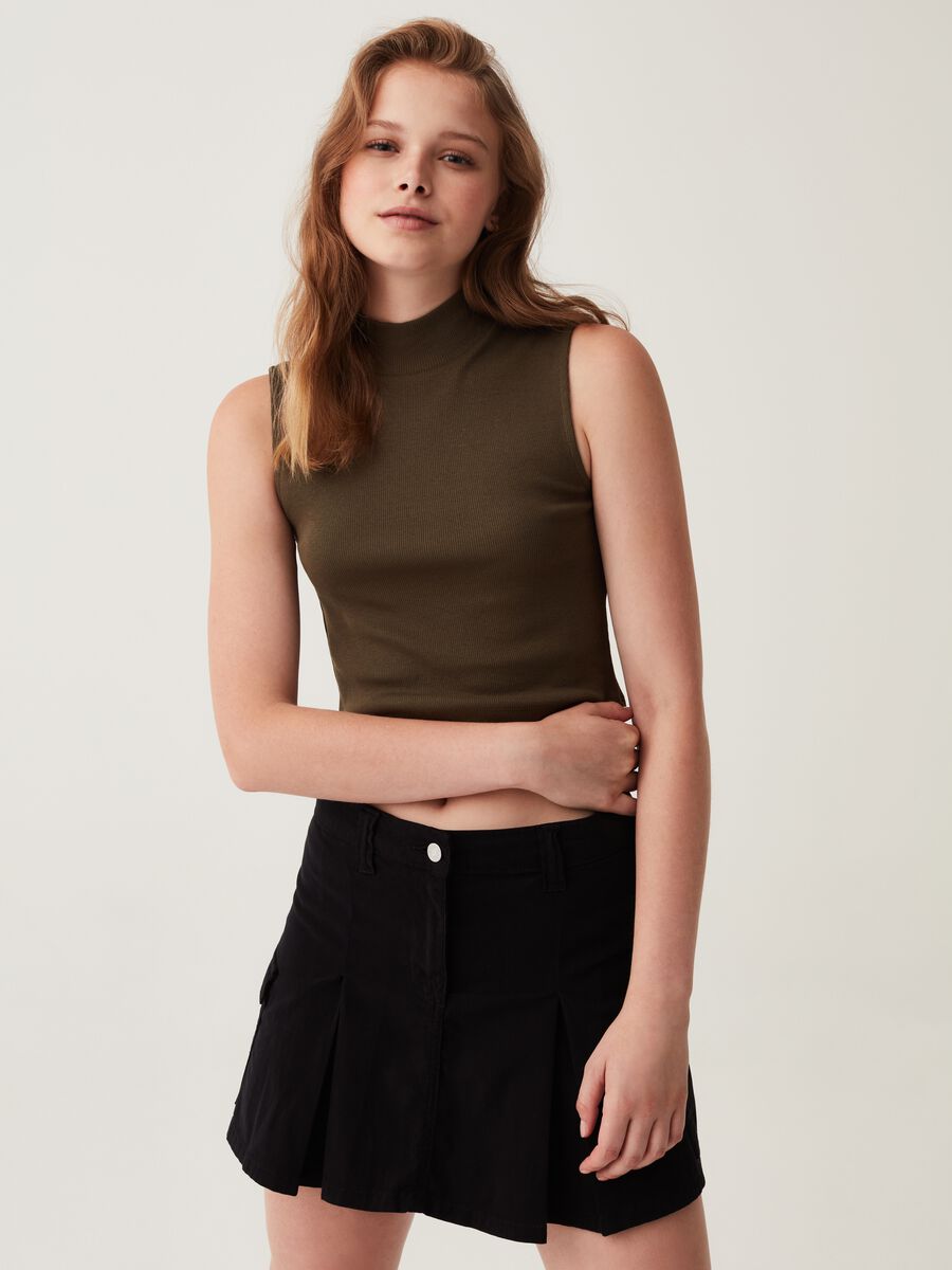 Cropped tank top with mock neck_0