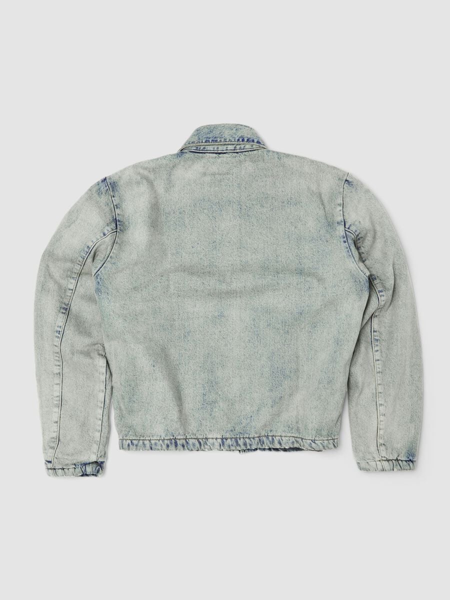 Gepolsterte Denimjacke in Vintage-Hellblau_5