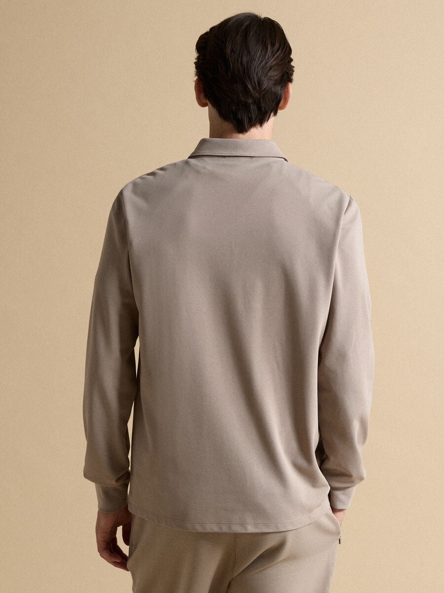 Grey stretch cotton-blend piqu&eacute; polo shirt, Easy Dry, regular fit_3