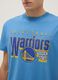 T-shirt azul c&eacute;u em algod&atilde;o puro regular fit com logotipo Golden State Warriors_3