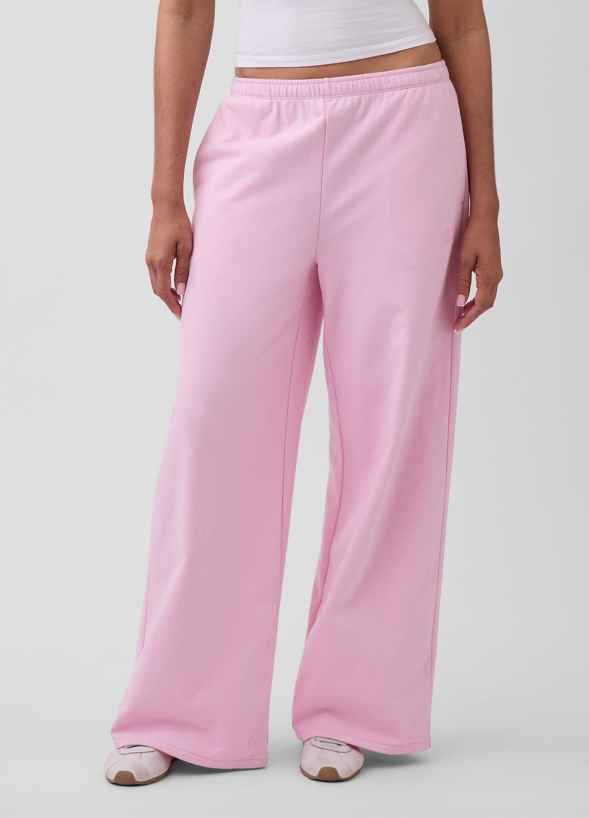 Cotton-blend wide-leg trousers