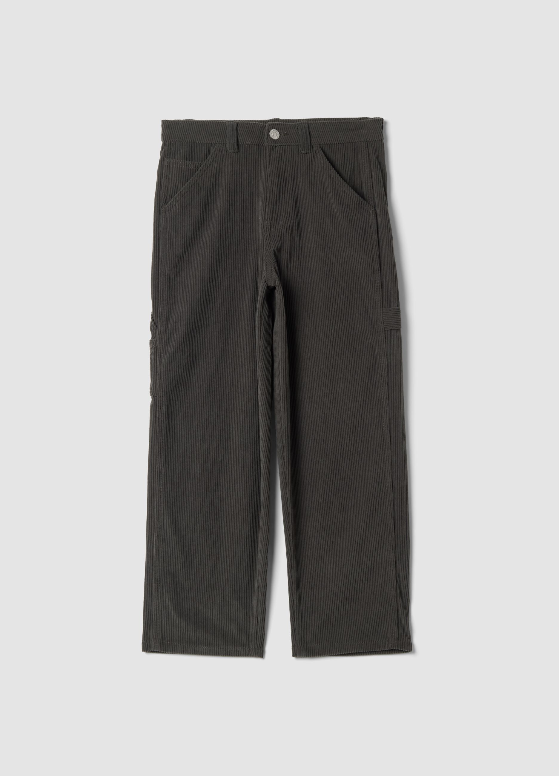 Pantaloni carpenter grigi a coste over fit
