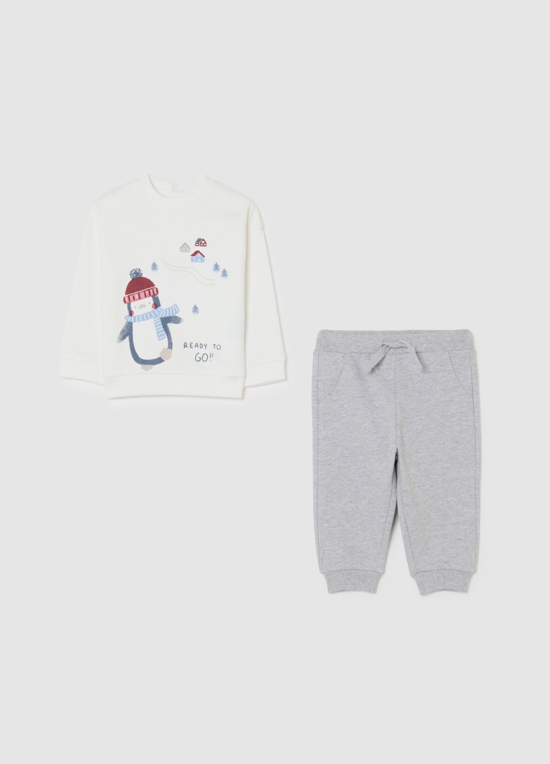 Multicolour baby cotton jersey and trousers set