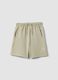 Beige cotton-blend shorts with elasticated waist_3