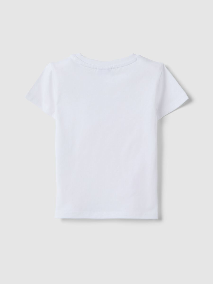 White pure cotton girl's T-shirt regular fit with print_1