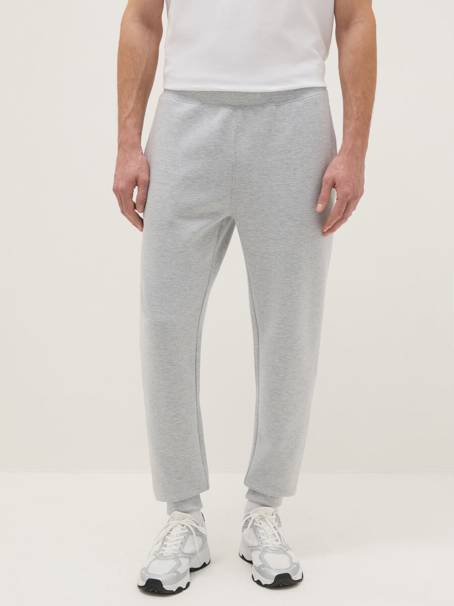 Grey Regular Fit Cotton Blend Jogger Trousers_1