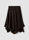 Brown midi skirt with asymmetric hem_1