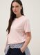 Pink pure cotton T-shirt with embroidered neckline_0