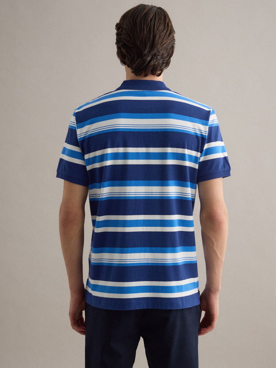 Oversized pure cotton multicolour striped polo shirt_3