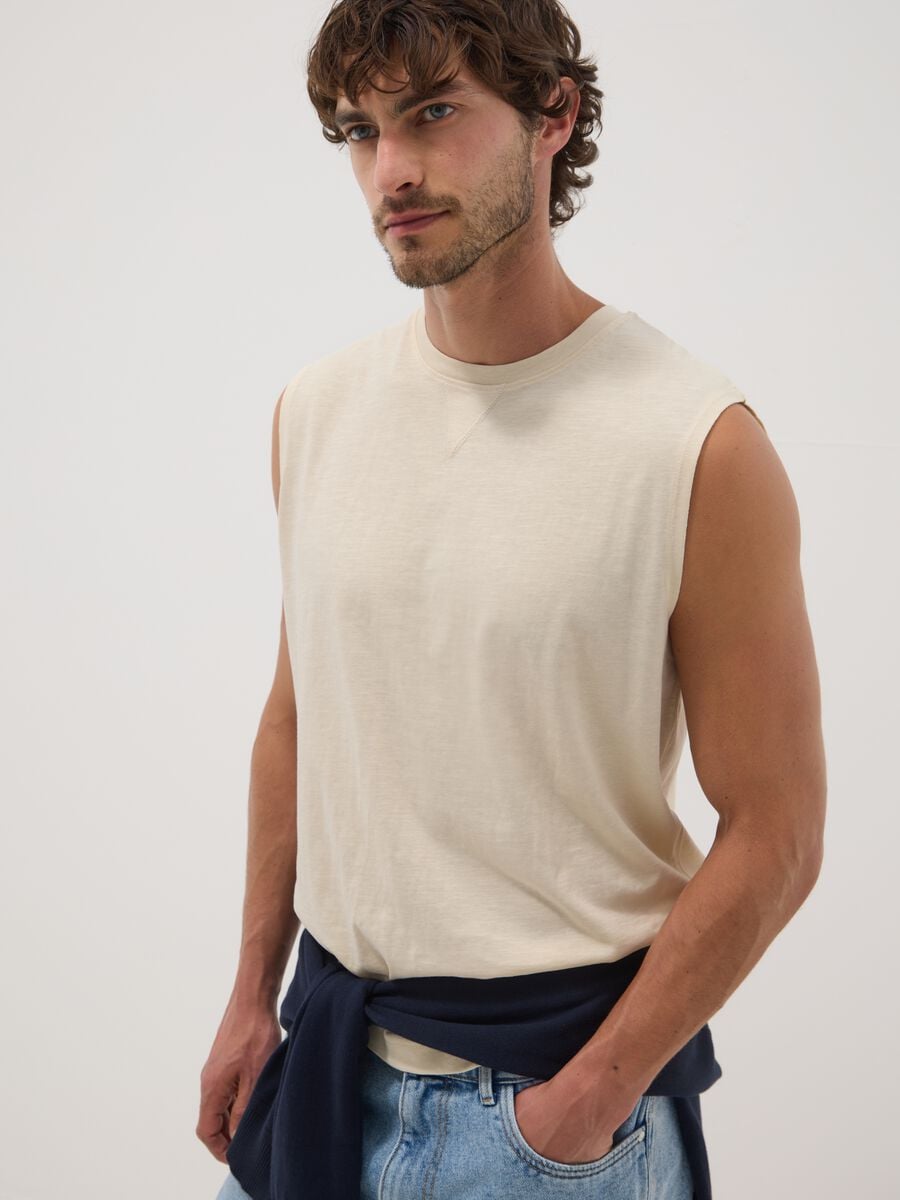Beige pure cotton vest_2